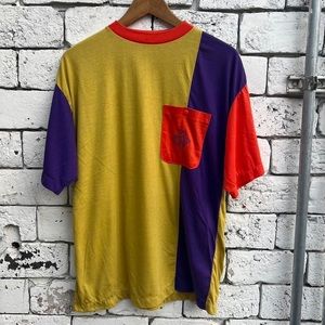 Vintage 90s COLOR BLOCK POCKET BUTTON T-SHIRT